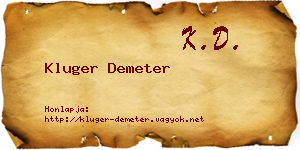 Kluger Demeter névjegykártya